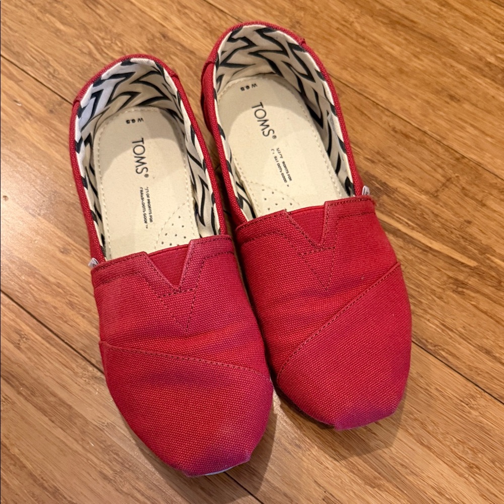 TOMS Classic Red Canvas Slip-Ons